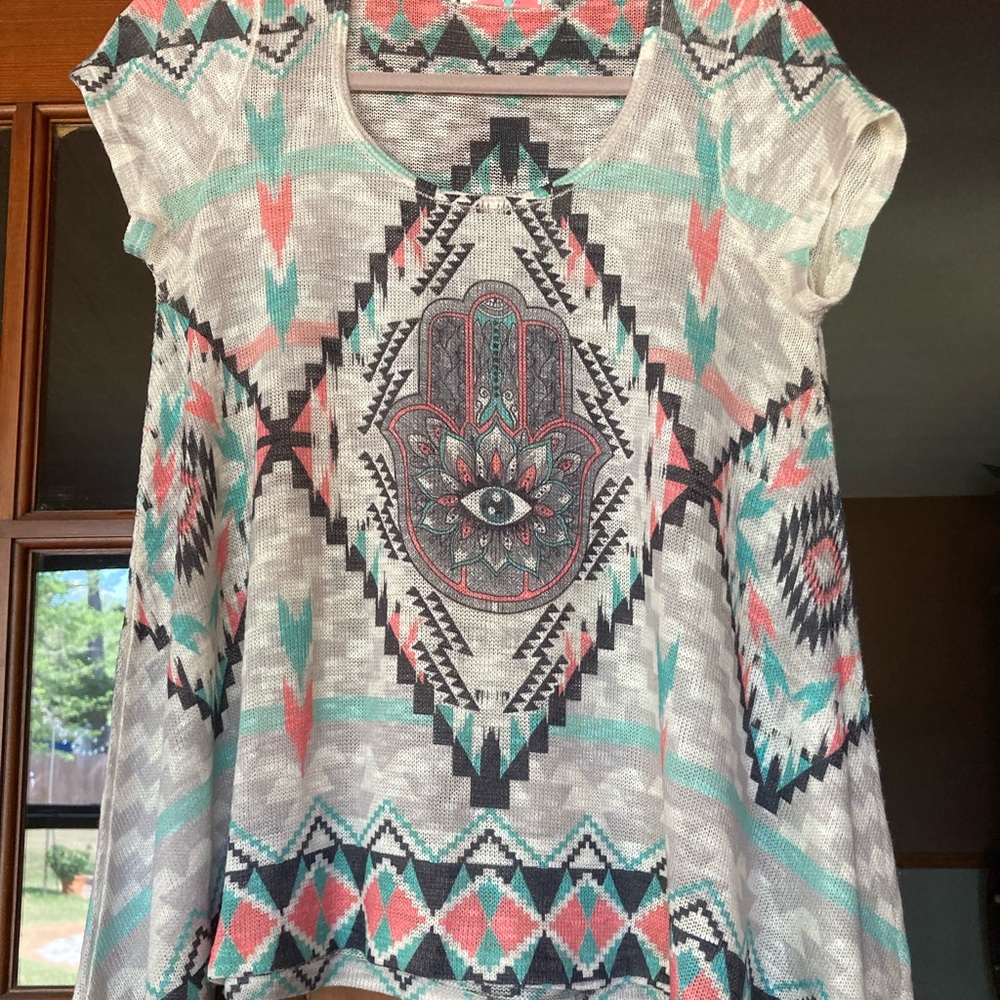 Hamsa Hand lightweight short sleeve sweater shirt